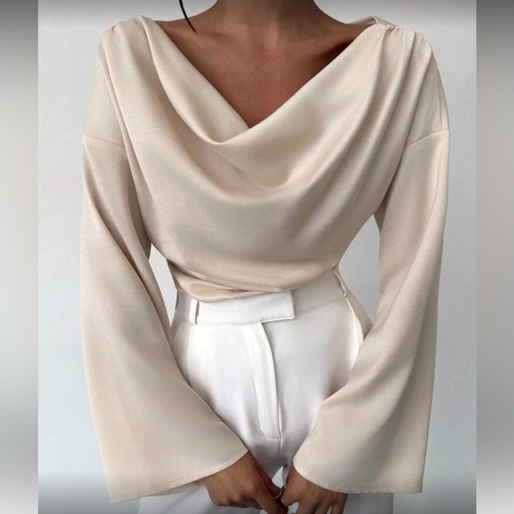 Elegant Pink  Drape Blouse - Picture 9 of 16